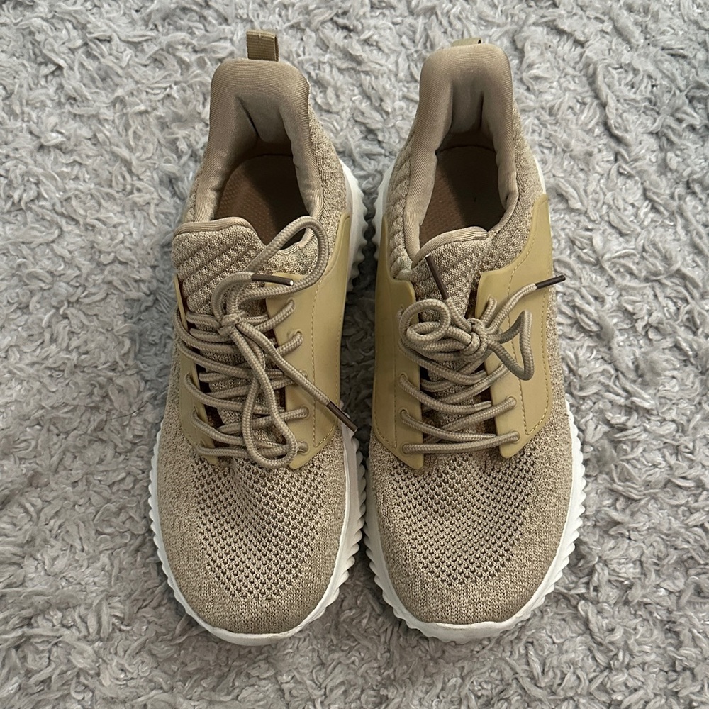 Beige slip on walking sneaker
